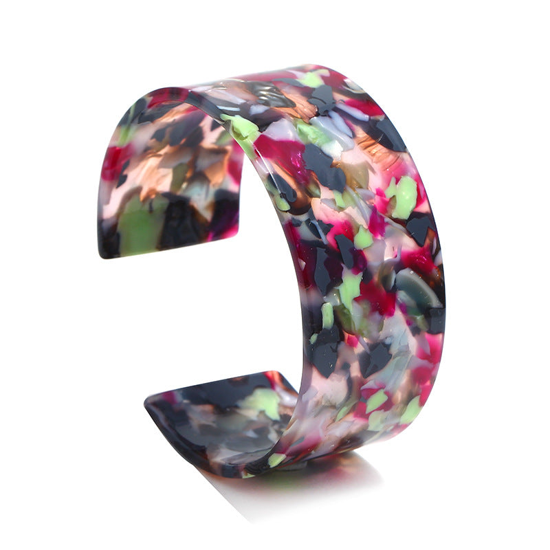 Wholesale Acetate sheet leopard print open acrylic bracelet